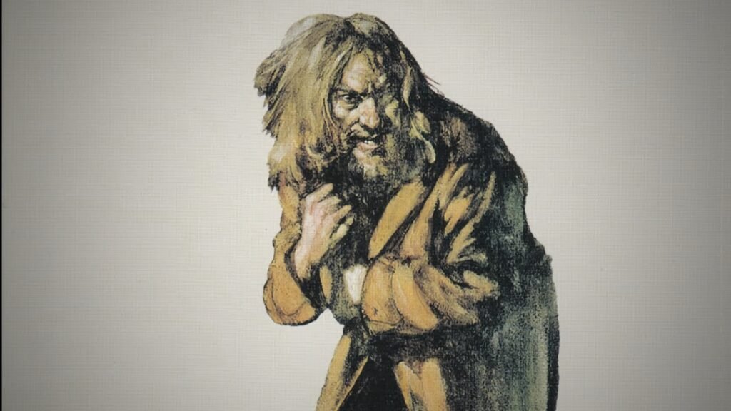 Burton Silverman's 'haggard figure' from the cover of Jethro Tull's Aqualung