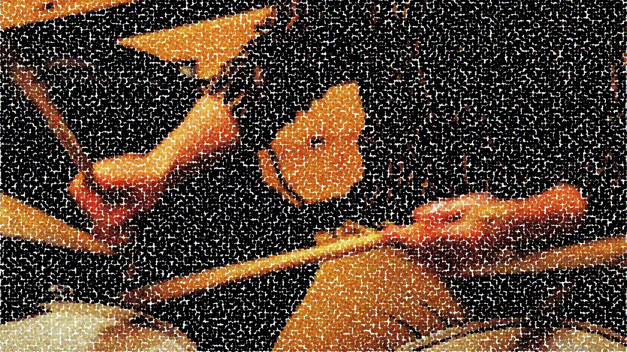 Mareike Wiening on drums, abstract photo